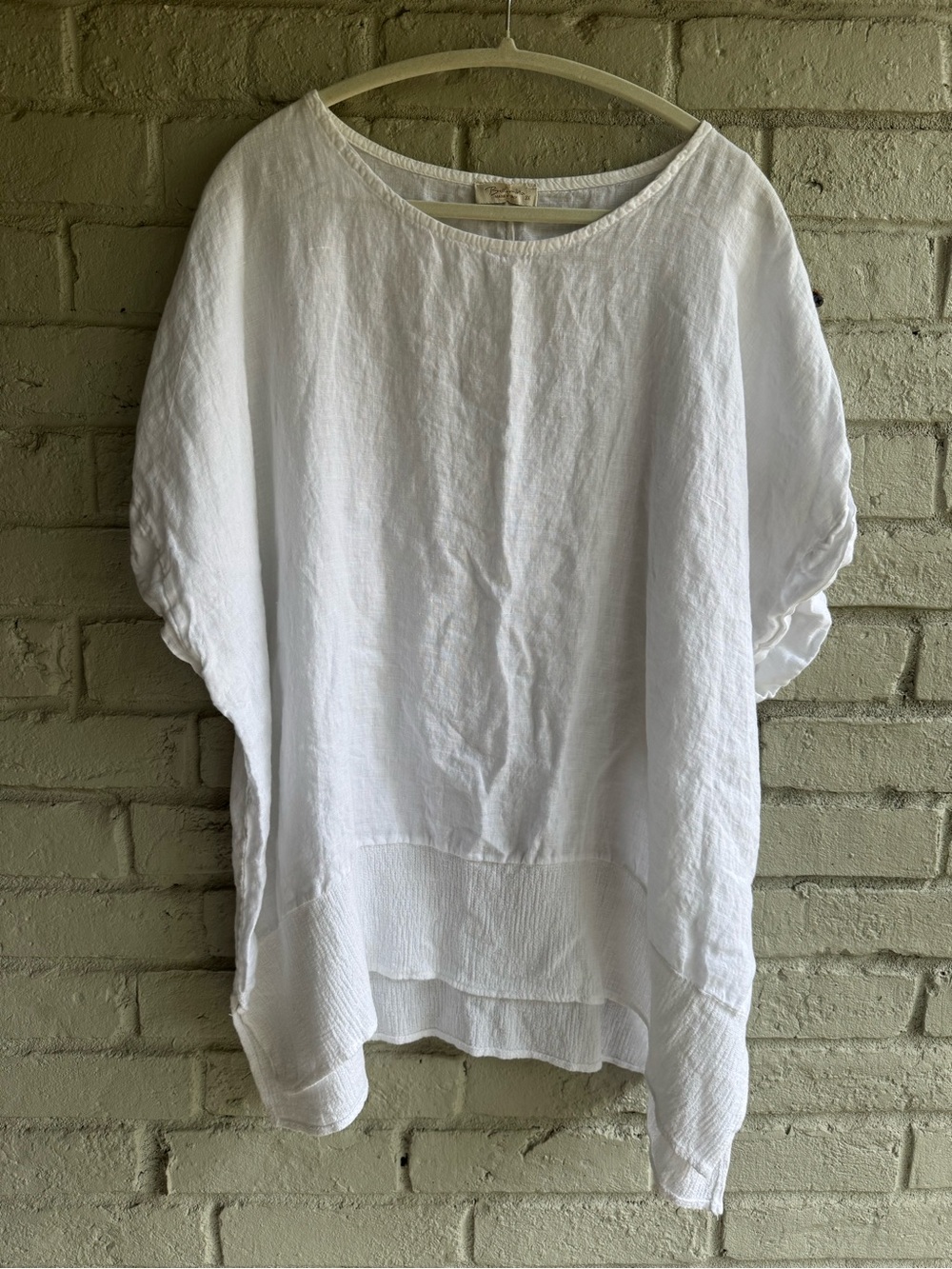 BELLAUMBRA SZ 3X Italian White Women's Relaxed Linen/Cotton Top EUC